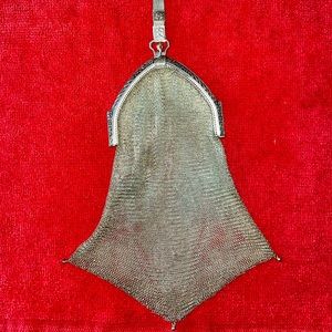 Vintage antique 1920s sterling silver mesh bag